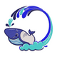 Cute Whale Splash Embroidery Design, Ocean Kids Machine Embroidery, Instant Download