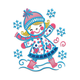 Cute Winter Girl with Snowflakes Embroidery Design, Instant Download