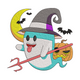 Cute Witch Ghost Halloween Embroidery Design, Instant Download