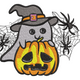 Cute Witch Ghost with Pumpkin Halloween Embroidery Design, Instant Download