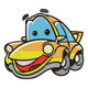 Cute Yellow Smiling Cartoon Car Embroidery Design, Kids Machine Embroidery, Instant Download