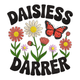 Daisiess Darrer Embroidery Design, Retro Wildflower Word Art, Instant Download