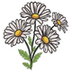 Daisy Flower Embroidery Design, Six-Color Daisy Bloom Machine Embroidery Pattern, Instant Download