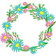 Daisy Flower Circle Frame Embroidery Design, Instant Download