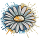 Daisy Paint Splash Embroidery Design, Instant Download