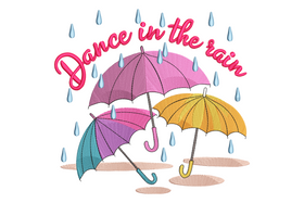 Dance in the Rain Embroidery Design, Instant Download