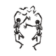 Dancing Skeleton Duo with Bats Halloween Embroidery Design, Instant Download