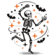 Dancing Skeleton Halloween Embroidery Design, Instant Download