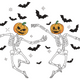 Dancing Skeletons with Pumpkin Heads Embroidery Design, Machine Embroidery Pattern, Instant Download