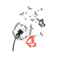 Dandelion Butterfly Embroidery Design, Botanical Nature Floral Pattern