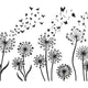 Dandelion Butterfly Floral Embroidery Design, Instant Download