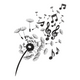 Dandelion Music Embroidery Design, Instant Download