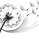 Dandelion Seeds in Wind Embroidery Design, Instant Download
