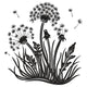 Dandelion Silhouette Embroidery Design, Instant Download