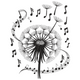 Dandelion with Musical Notes Embroidery Design, Instant Download