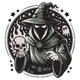 Dark Wizard Skull Embroidery Design, Gothic Halloween Hooded Sorcerer Pattern, Instant Download