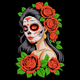 Day of the Dead Woman Roses Embroidery Design, Sugar Skull Mexican Folk Pattern, Instant Download