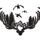 Deer Antler Mountain Scene Embroidery Design, Instant Download
