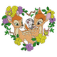 Deer Family Heart Floral Embroidery Design, Instant Download