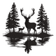 Deer Forest Silhouette Embroidery Design, Instant Download