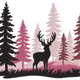 Deer in Forest Silhouette Embroidery Design, Instant Download
