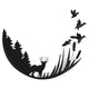 Deer in Forest with Flying Birds Embroidery Design, Instant Download