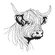 Detailed Highland cow embroidery design, Instant Download