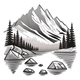 Detailed Mountain Lake Landscape Embroidery Design, Pattern