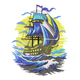 Detailed Sailing Ship Embroidery Design, Instant Download