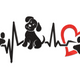 Dog Heartbeat Paw Embroidery Design, Instant Download