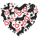Dog Love Heart Embroidery Design, Instant Download
