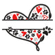 Dog Paw Heart Split Embroidery Design, Instant Download
