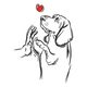 Dog Paw Love Embroidery Design, Instant Download