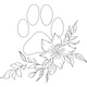 Dog Paw with Flowers Line Art Embroidery Design, Instant Download
