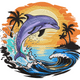 Dolphin Embroidery Design, Instant Download