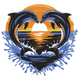 Dolphin Heart Sunset Embroidery Design, Instant Download