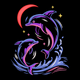 Dolphin Moon Embroidery Design, Ocean Marine Machine Embroidery