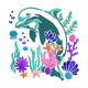 Dolphin Ocean Embroidery Design, Marine Life Machine Embroidery Pattern, Instant Download