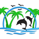 Dolphins Tropical Beach Embroidery Design, Instant Download