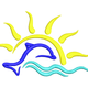 Dolphin with Sun and Waves Embroidery Design, Instant Download