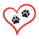 Double Paw Heart Embroidery Design, Instant Download