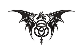 Dragon Tribal Embroidery Design, Gothic Bat Wing Tattoo Pattern, Instant Download