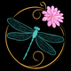 Dragonfly Floral Wreath Embroidery Design, Instant Download