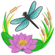 Dragonfly Lotus Embroidery Design, Instant Download