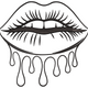 Dripping Lips Outline Embroidery Design, Instant Download