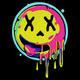 Dripping Neon Smiley Face Embroidery Design, Instant Download