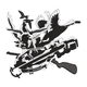 Duck Hunting Crossbow Silhouette Embroidery Design, Instant Download