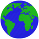 Earth Globe Embroidery Design, Instant Download