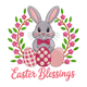 Easter Blessings Bunny Embroidery Design, Easter Pattern, Instant Download