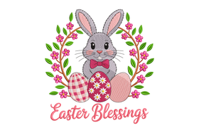 Easter Blessings Bunny Embroidery Design, Easter Pattern, Instant Download
